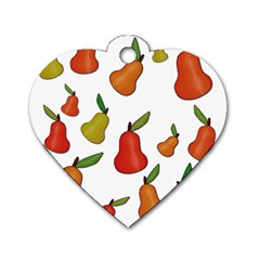 Decorative Pears Pattern Dog Tag Heart (one Side) by Valentinaart