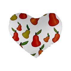 Decorative Pears Pattern Standard 16  Premium Heart Shape Cushions by Valentinaart