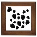 Black strowberries Framed Tiles Front