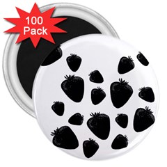 Black Strowberries 3  Magnets (100 Pack)