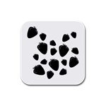 Black strowberries Rubber Square Coaster (4 pack)  Front