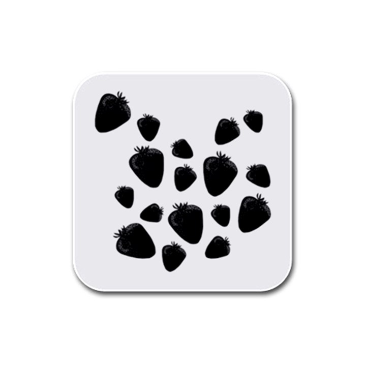 Black strowberries Rubber Square Coaster (4 pack) 