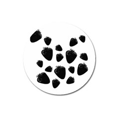 Black Strowberries Magnet 3  (round) by Valentinaart