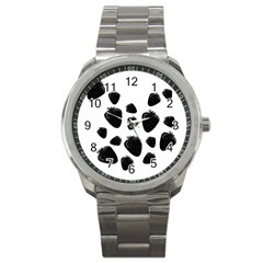 Black Strowberries Sport Metal Watch by Valentinaart