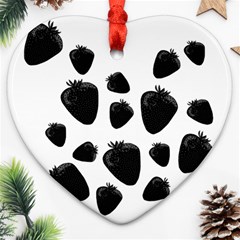 Black Strowberries Heart Ornament (2 Sides) by Valentinaart