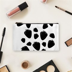 Black Strowberries Cosmetic Bag (small)  by Valentinaart