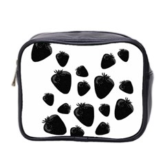 Black Strowberries Mini Toiletries Bag 2-side by Valentinaart