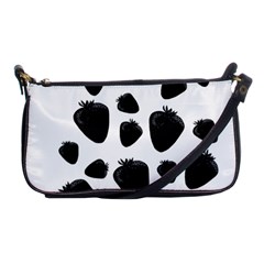 Black Strowberries Shoulder Clutch Bags by Valentinaart