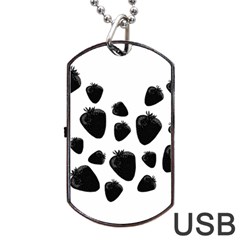 Black Strowberries Dog Tag Usb Flash (one Side) by Valentinaart