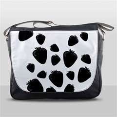 Black Strowberries Messenger Bags by Valentinaart