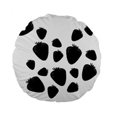 Black Strowberries Standard 15  Premium Round Cushions by Valentinaart