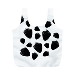 Black Strowberries Full Print Recycle Bags (m)  by Valentinaart