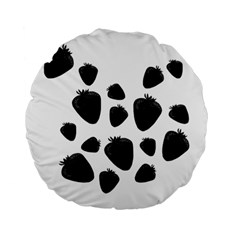 Black Strowberries Standard 15  Premium Flano Round Cushions by Valentinaart