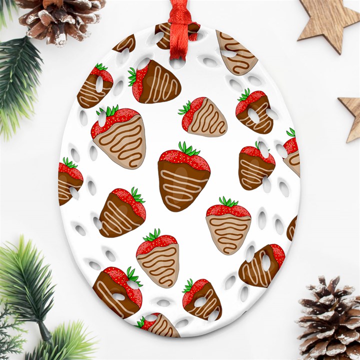 Chocolate strawberries  Oval Filigree Ornament (2-Side) 