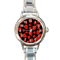 Strawberries Pattern Round Italian Charm Watch by Valentinaart