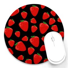 Strawberries Pattern Round Mousepads by Valentinaart