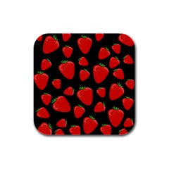 Strawberries Pattern Rubber Square Coaster (4 Pack)  by Valentinaart