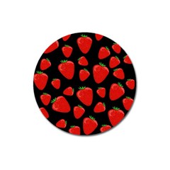 Strawberries Pattern Magnet 3  (round) by Valentinaart