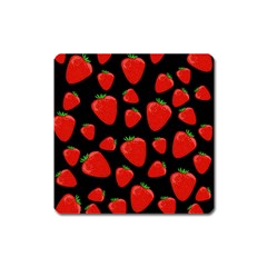 Strawberries Pattern Square Magnet by Valentinaart