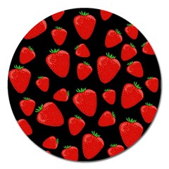 Strawberries Pattern Magnet 5  (round) by Valentinaart