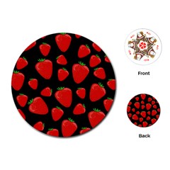 Strawberries Pattern Playing Cards (round)  by Valentinaart