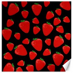 Strawberries Pattern Canvas 12  X 12   by Valentinaart