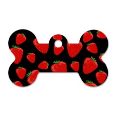 Strawberries Pattern Dog Tag Bone (one Side) by Valentinaart