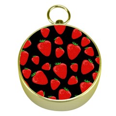 Strawberries Pattern Gold Compasses by Valentinaart