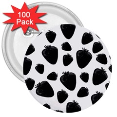 Black Strawberries Pattern 3  Buttons (100 Pack) 