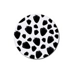 Black strawberries pattern Rubber Round Coaster (4 pack)  Front