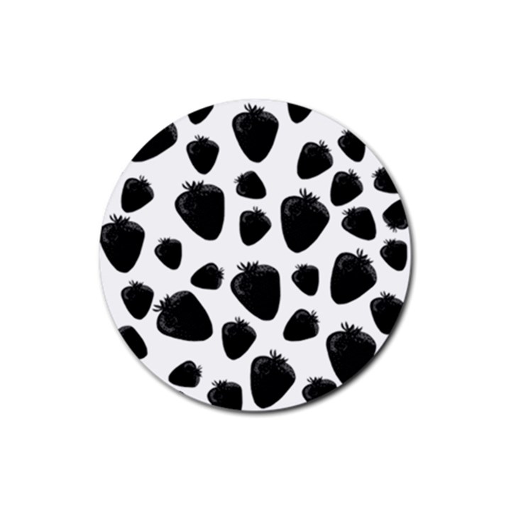 Black strawberries pattern Rubber Round Coaster (4 pack) 