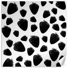 Black strawberries pattern Canvas 16  x 16  