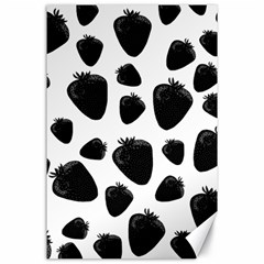 Black strawberries pattern Canvas 24  x 36 