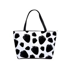 Black strawberries pattern Shoulder Handbags