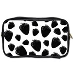 Black strawberries pattern Toiletries Bags Front