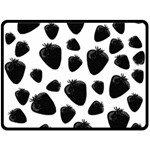 Black strawberries pattern Fleece Blanket (Large)  80 x60  Blanket Front