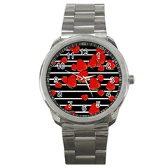 Strawberries  Sport Metal Watch by Valentinaart