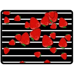 Strawberries  Double Sided Fleece Blanket (large)  by Valentinaart