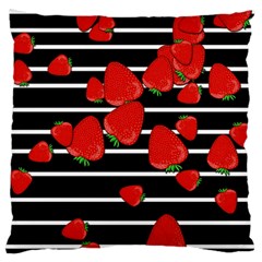 Strawberries  Large Flano Cushion Case (one Side) by Valentinaart