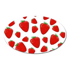 Decorative Strawberries Pattern Oval Magnet by Valentinaart