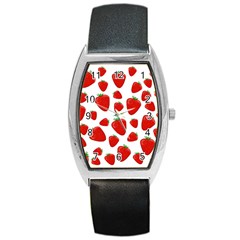 Decorative strawberries pattern Barrel Style Metal Watch