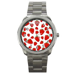 Decorative strawberries pattern Sport Metal Watch