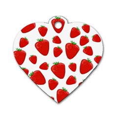 Decorative strawberries pattern Dog Tag Heart (Two Sides)