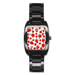 Decorative strawberries pattern Stainless Steel Barrel Watch