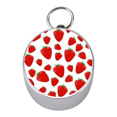 Decorative strawberries pattern Mini Silver Compasses