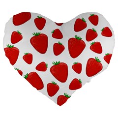 Decorative strawberries pattern Large 19  Premium Flano Heart Shape Cushions