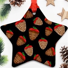 Chocolate Strawberries Pattern Ornament (star)  by Valentinaart