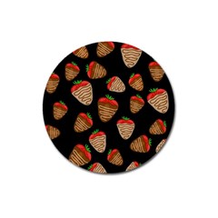 Chocolate Strawberries Pattern Magnet 3  (round) by Valentinaart