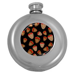 Chocolate Strawberries Pattern Round Hip Flask (5 Oz) by Valentinaart