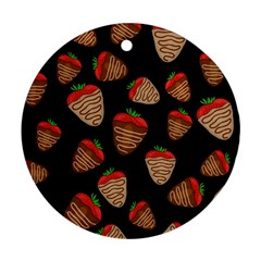 Chocolate Strawberries Pattern Round Ornament (two Sides)  by Valentinaart